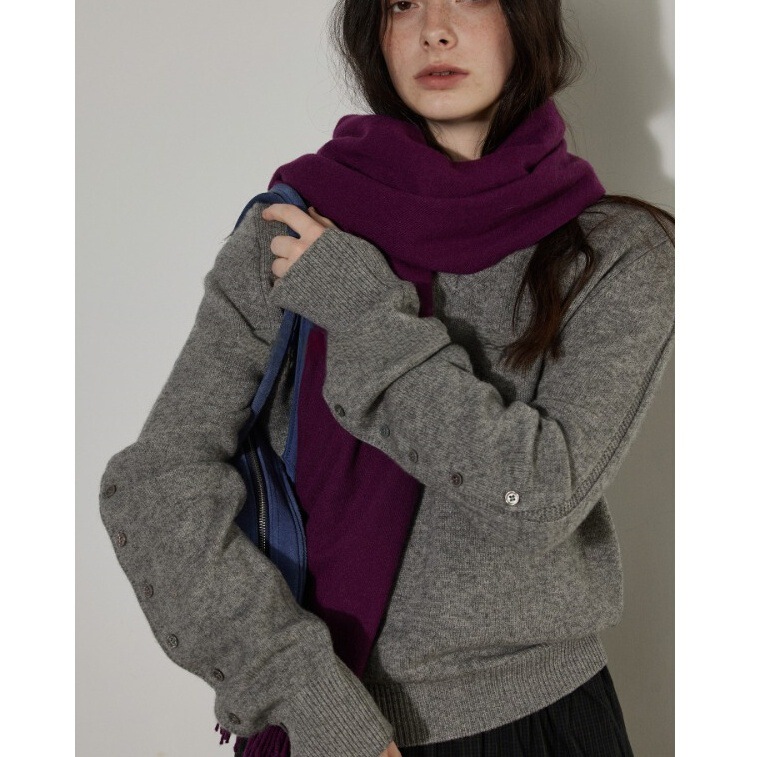 Korean-Style Retro High-End Grape Purple Round-Neck Pullover Sweater for Women, Loose and Versatile Knit Top for Autumn and Winter Korean-Style Retro High-End Grape Purple Round-Neck Pullover Sweater for Women, Loose and Versatile Knit Top for Autumn and Winter
