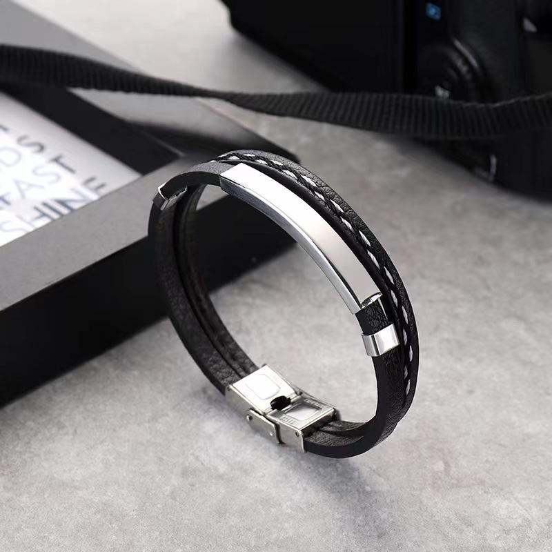 Casual Simple Style Geometric Pu Leather Polishing Unisex Bracelets display picture 6