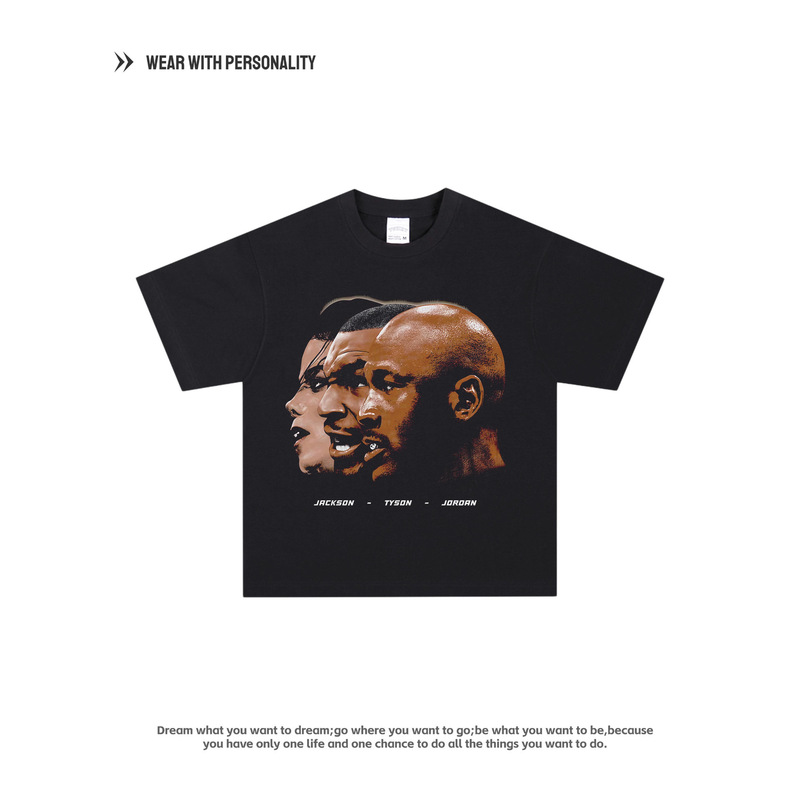 Michael Mj Jackson Tyson Legend T-Shirt Printed American Heavy Cotton Short-Sleeved Retro Top for Men