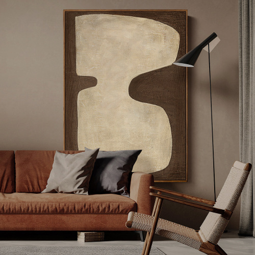 Minimalist abstract living room decoration painting dining sofa background wall entrance hanging art Japanese original wood style model room mural