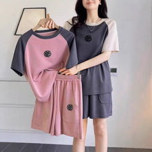 潮流短袖短裤休闲运动套装设计感上衣撞色夏款甜辣百搭时尚两件套