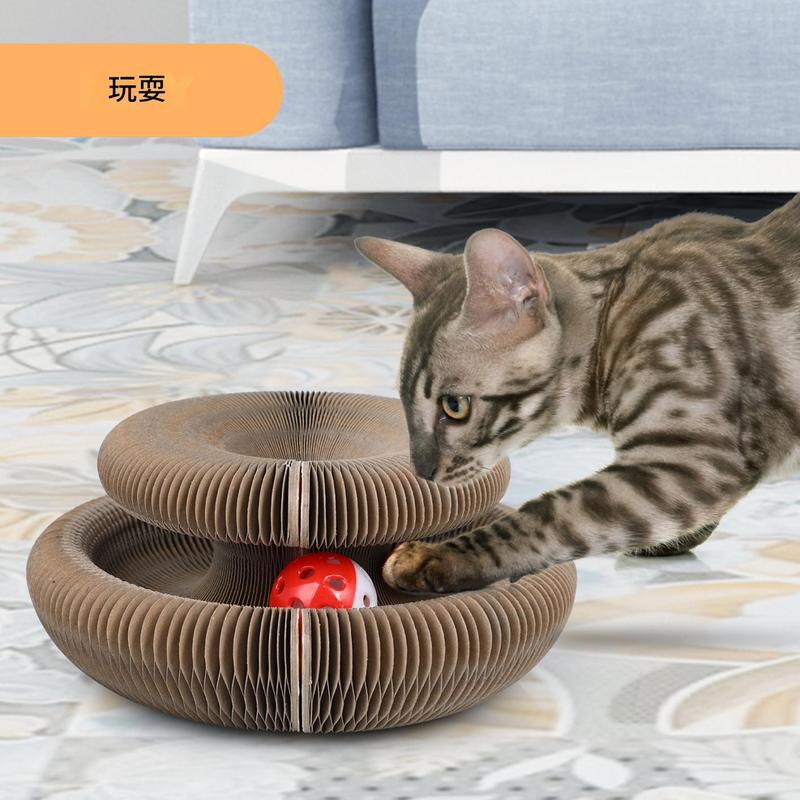 クロスボーダーオルガン猫スクラッチボード猫のおもちゃベル付き猫爪研ぎ猫クライミングフレーム段ボール自己楽しみ耐傷性猫の巣|undefined