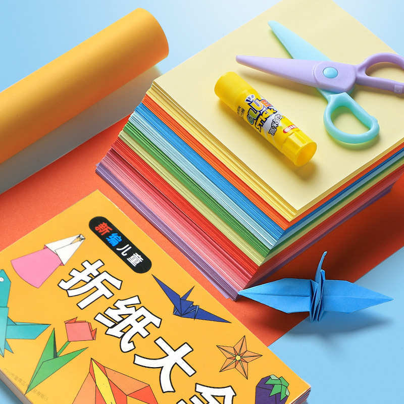 学生色紙手作り紙子供折り紙正方形A4紙幼稚園カラー千羽鶴折り畳み手作り紙|undefined