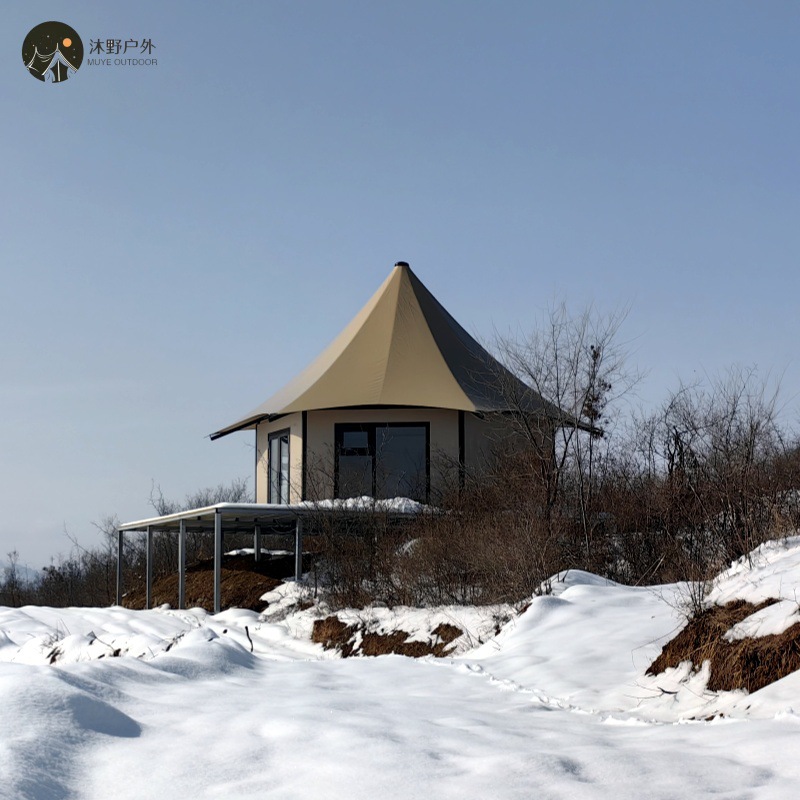 Muye al aire libre hexagonal lujo tienda de comedor de alta resistencia de vidrio de aleación de aluminio tienda de comedor