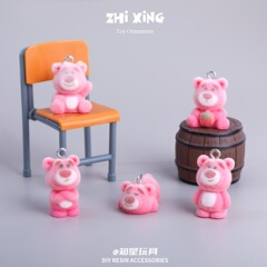 ミニチュア漫画三次元シミュレーション釘植毛イチゴクマホット販売卸売クリエイティブ小さな装飾品樹脂 DIY アクセサリー