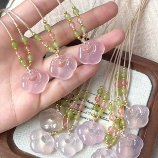 玉髓祥云如意锁玛瑙吊坠项链配饰女轻奢小众锁骨链高级感颈链饰品
