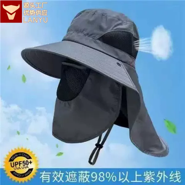 Outdoor Sunshade Sunscreen Hat Fishing Hat Fisherman Hat Mountaineering Sun Hat Men's and Women's Summer Big Hat Brim UV Protection