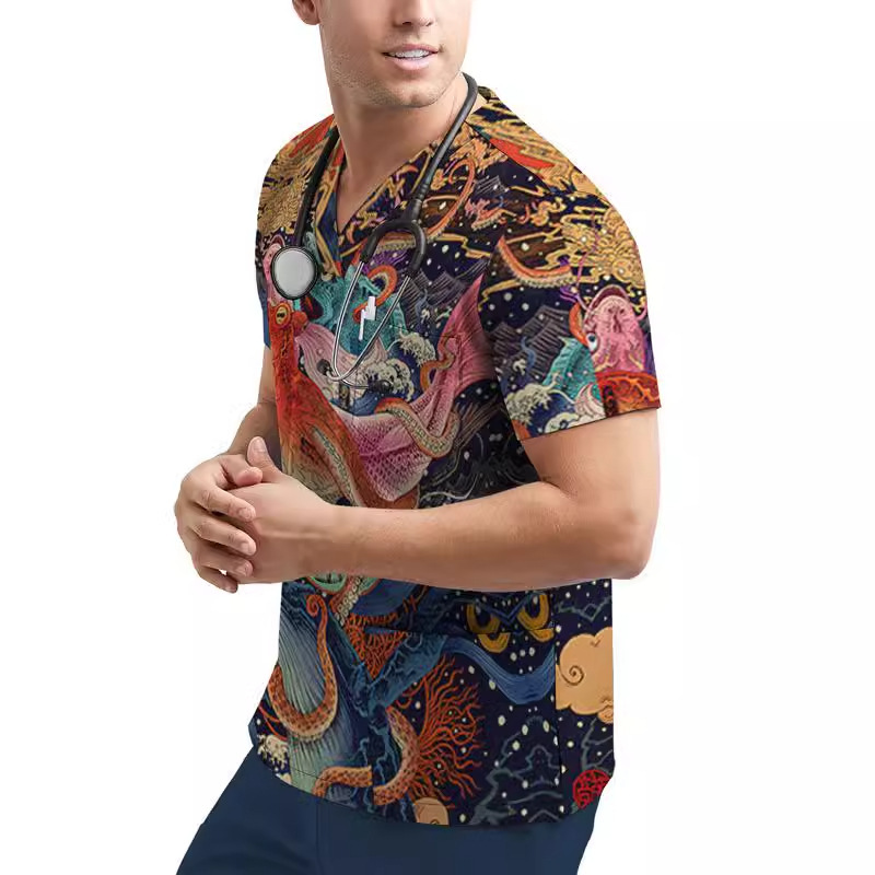 Nursing Clothing suit Men's New Short-sleeved Trousers Men's Set with Animal Print Handsome Clothes