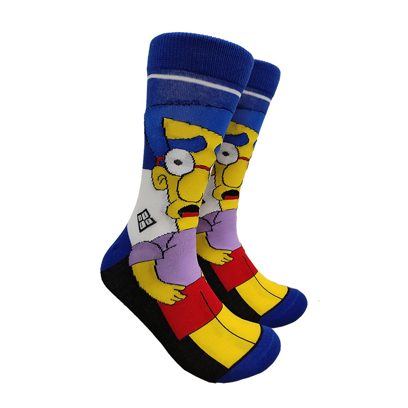 Calcetines de media pantorrilla a la moda con diseño de dibujos animados, creativos y personalizados, de algodón jacquard, de Suri Knitting, suministro transfronterizo.