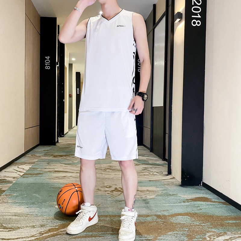 Traje de uniforme de baloncesto impresión de los hombres Verano de secado rápido deportes sueltos ins equipo de entrenamiento uniforme estudiante Jersey impresión