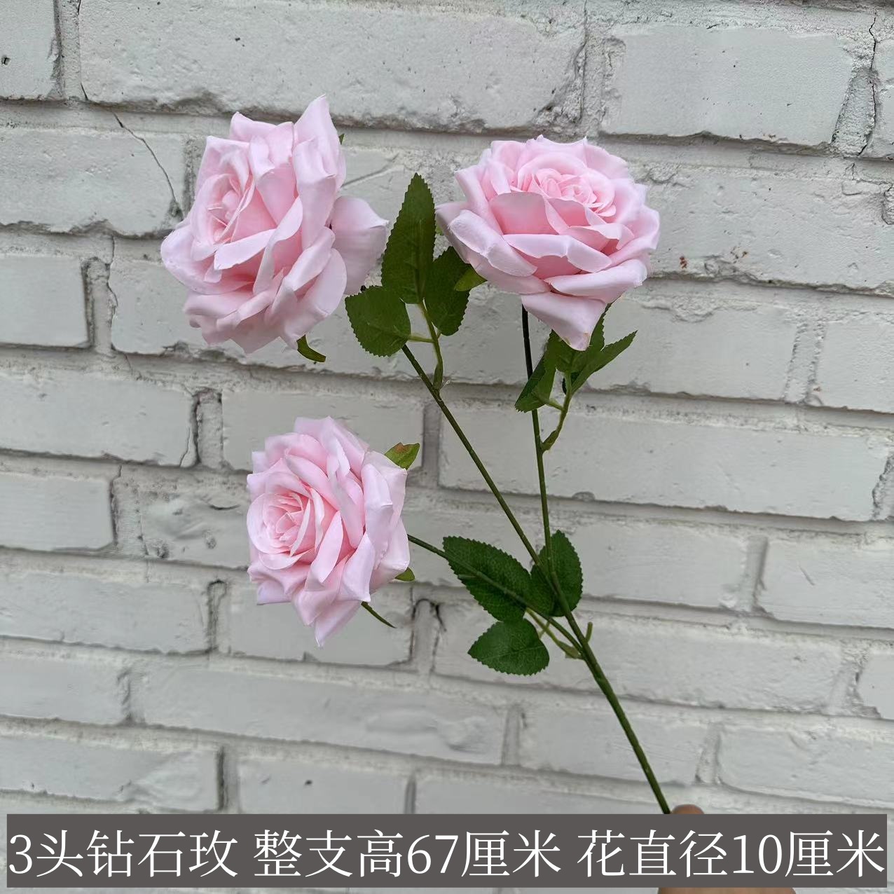 粉色3头钻石玫