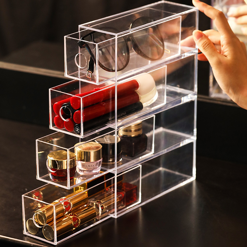 Pet Drawer-Type Lipstick Storage Box, Transparent Multi-Layer Glasses Case Display Rack, Compartmentalized Desktop Acrylic Storage Box