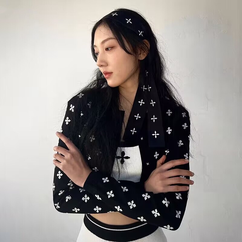 SMFK Garden Double-Sided Cardigan UT024BW Lin Yun Same Style Slimming Long-Sleeved Sweater Hot Girl Women's in stock