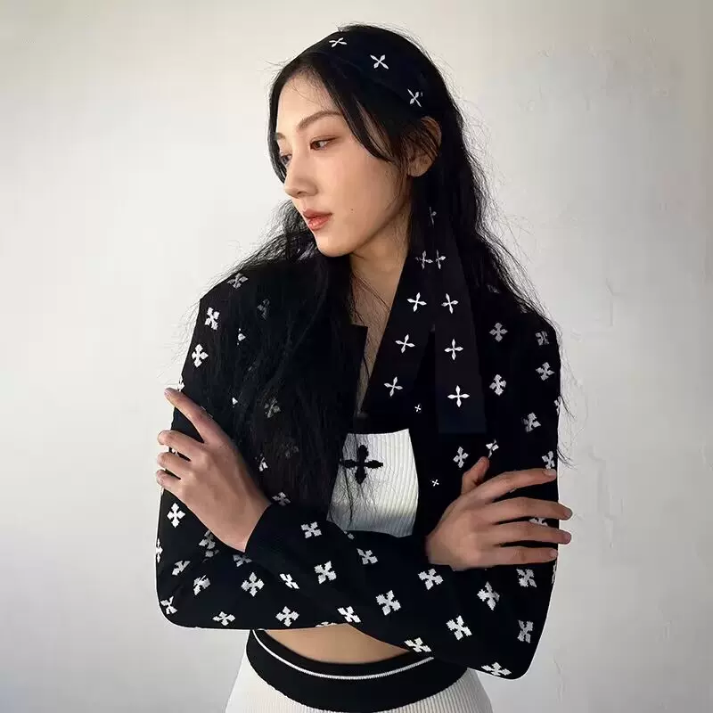 SMFK花园双面开衫 UT024BW 林允同款显瘦长袖针织衫辣妹女 现货