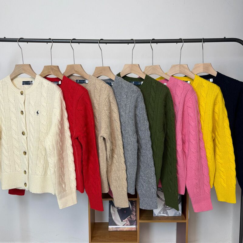 Scan Code Available/25 Autumn and Winter Pony Embroidered 80% Wool 20% Cashmere Knitted Cardigan Women's Sweater Sweater Women