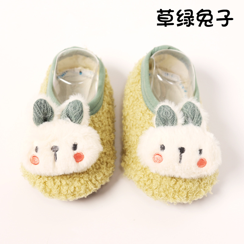 Lindo conejo Otoño e Invierno calcetines de piso Calcetines antideslizantes zapatos de piso calcetines engrosados calcetines de bebé calcetines de Interior para niños pequeños