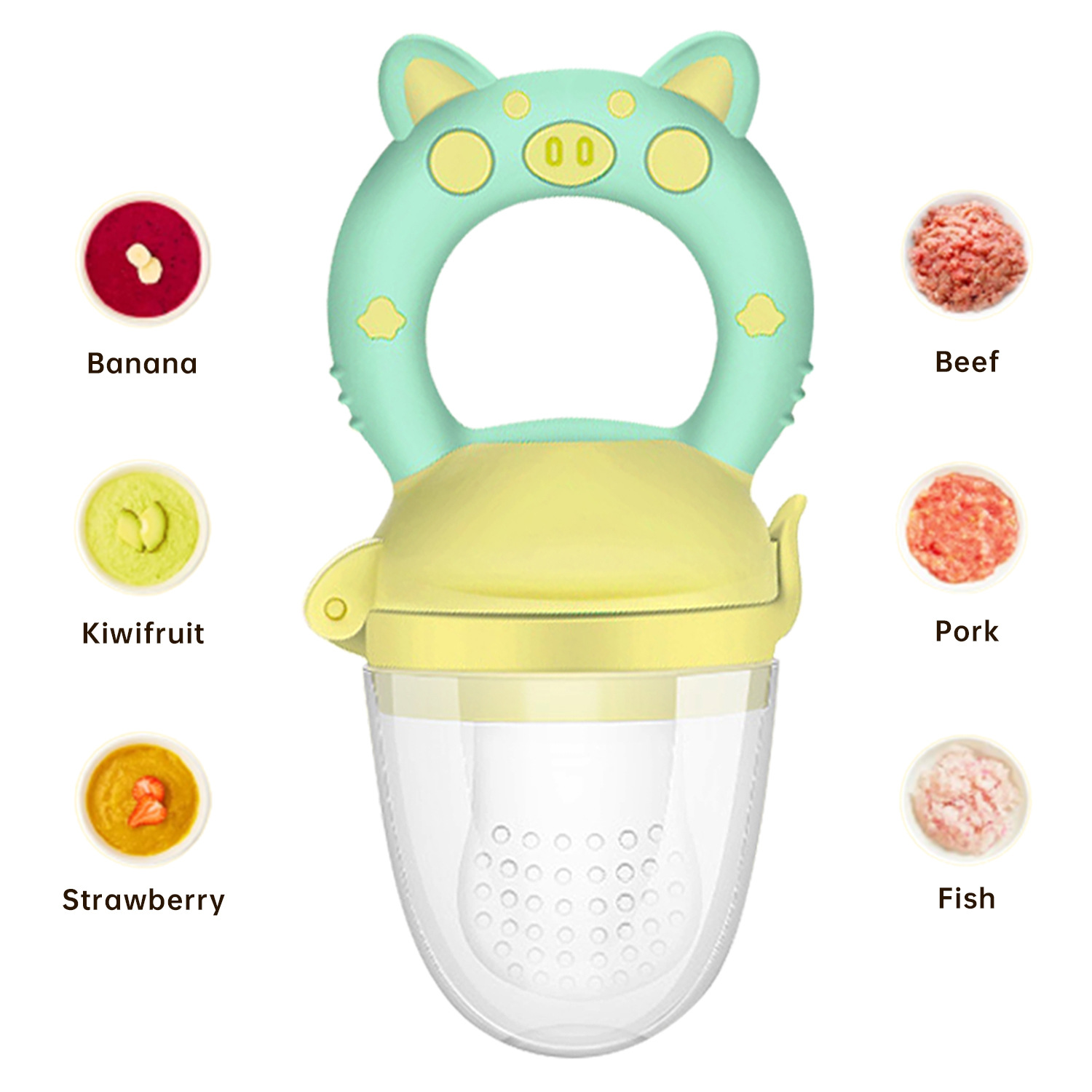 Complemento alimenticio transfronterizo de frutas para bebés, bolsa para morder, mordedura de frutas y verduras, juego, mordedor para bebés, herramienta para comer puré de frutas, artefacto, silicona