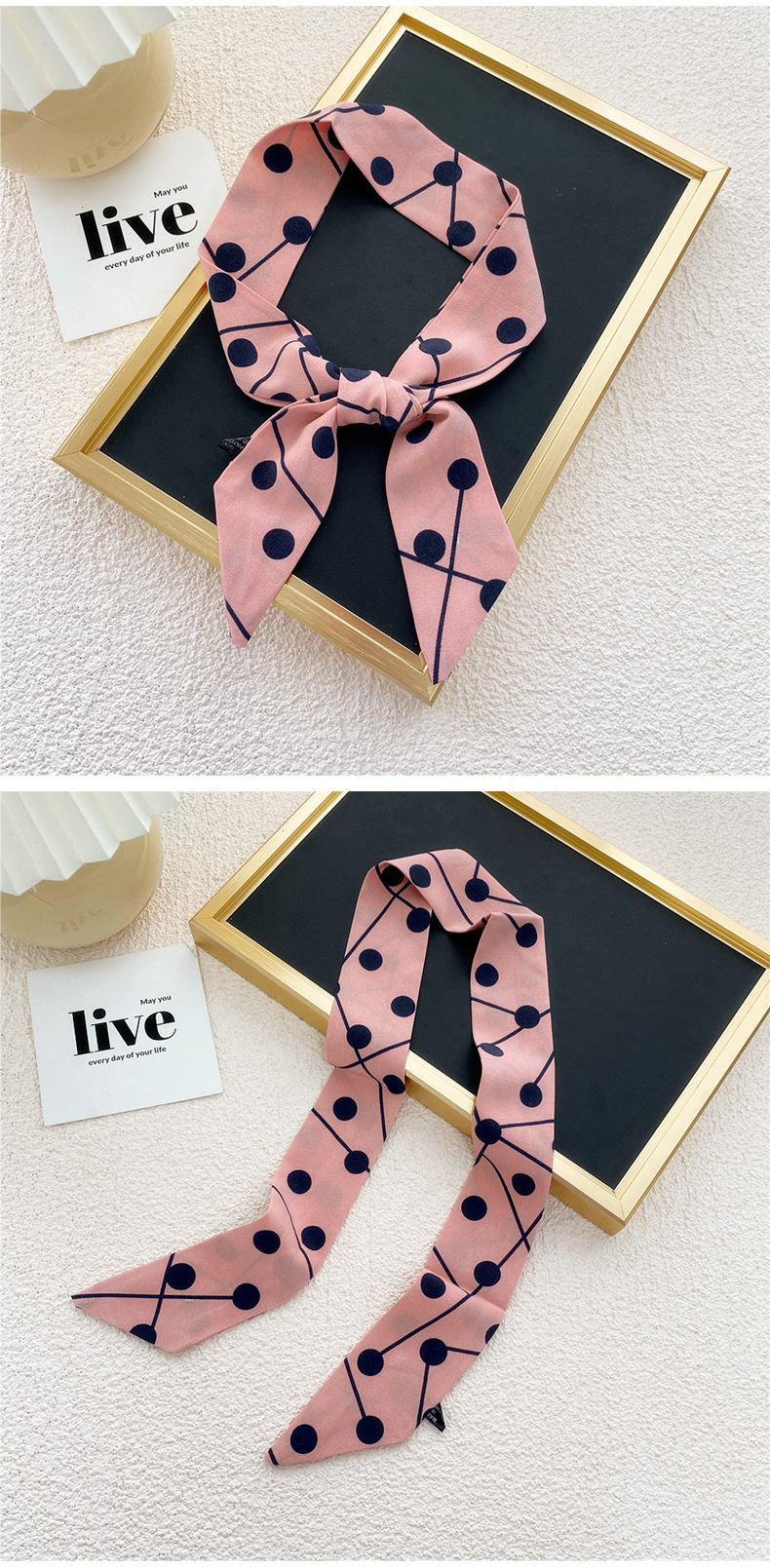 Fashion Contrast Color Polka Dots Small Silk Scarf Wholesale Nihaojewelry display picture 35