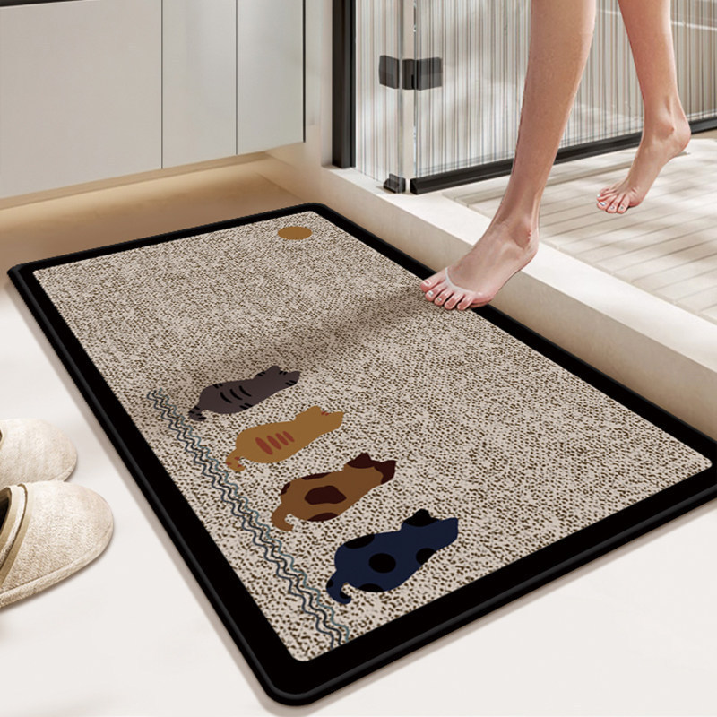 Simple Bathroom Floor Mat for Home Use, Absorbent, Quick-Drying, Non-Slip Mat for Bathroom Entrance, Linen, Wear-Resistant, Easy-Care Carpet Simple Bathroom Floor Mat for Home Use, Absorbent, Quick-Drying, Non-Slip Mat for Bathroom Entrance, Linen, Wear-Resistant, Easy-Care Carpet