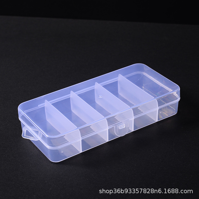 透明なサイズと複数の仕様 5 コンパートメントプラスチックボックスハードウェアツールボタンビーズジュエリー防塵包装整理ボックス|undefined