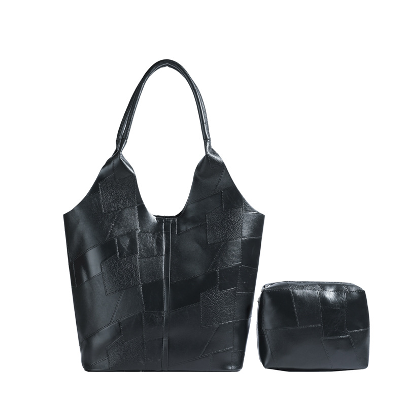 Bolsos para niños de mujer retro personalidad textura bloqueada de gran capacidad bolso de hombro de brazo de mujer nuevo estilo de viaje de hombro