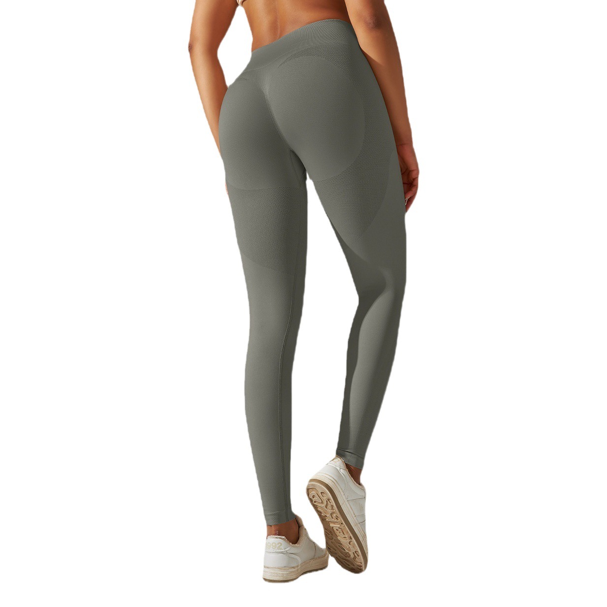 Transfronterizo europeo y americano sin costuras de punto apretado cintura alta cadera elevación melocotón color sólido pantalones de yoga deportes running fitness Leggings