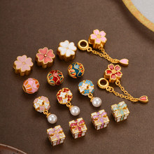 沙金大孔珠手链配珠烧蓝配饰景泰蓝铜渡珐琅彩掐丝古法金DIY配件