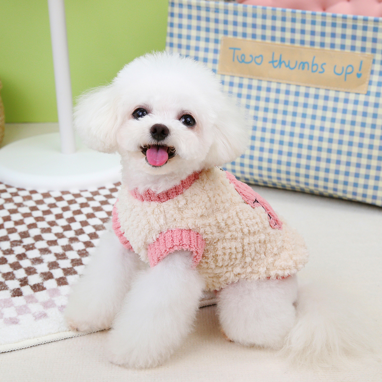 Ropa de gato y perro invierno dinosaurio jacquard con hebilla de tracción vellón de dos piernas ropa cálida de otoño e invierno gatito suéter para mascotas