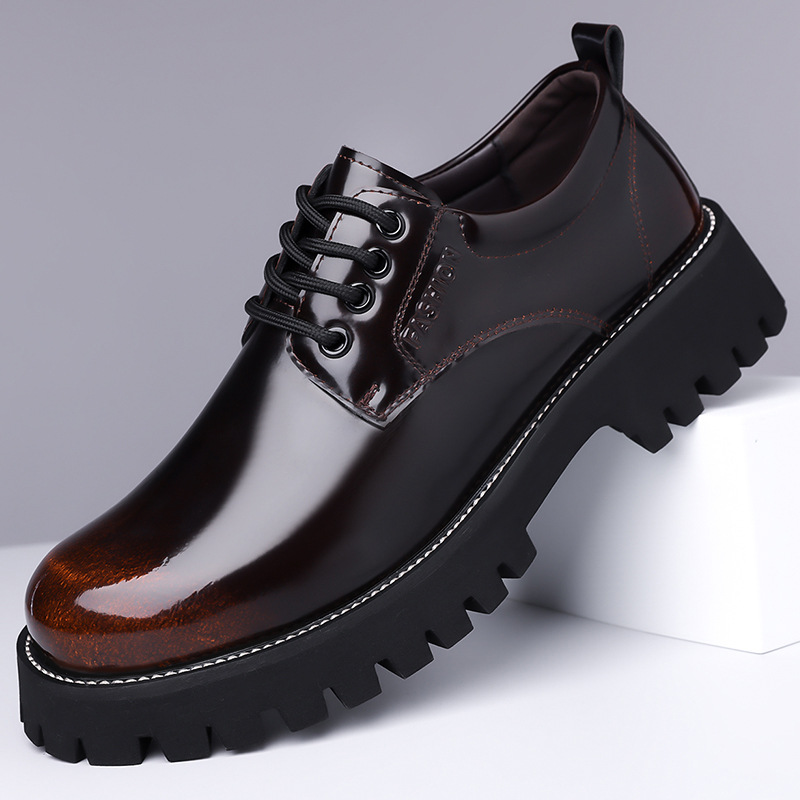 Large size 48 men's shoes, shiny leather shoes, men's large-toe work shoes, low-top casual short boots, trendy shoes, men's Martin boots