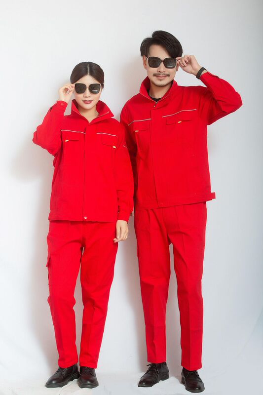 綿作業服、メンズ耐摩耗性・防汚作業服、耐熱性、厚手溶接作業服、春秋冬作業服セット|undefined
