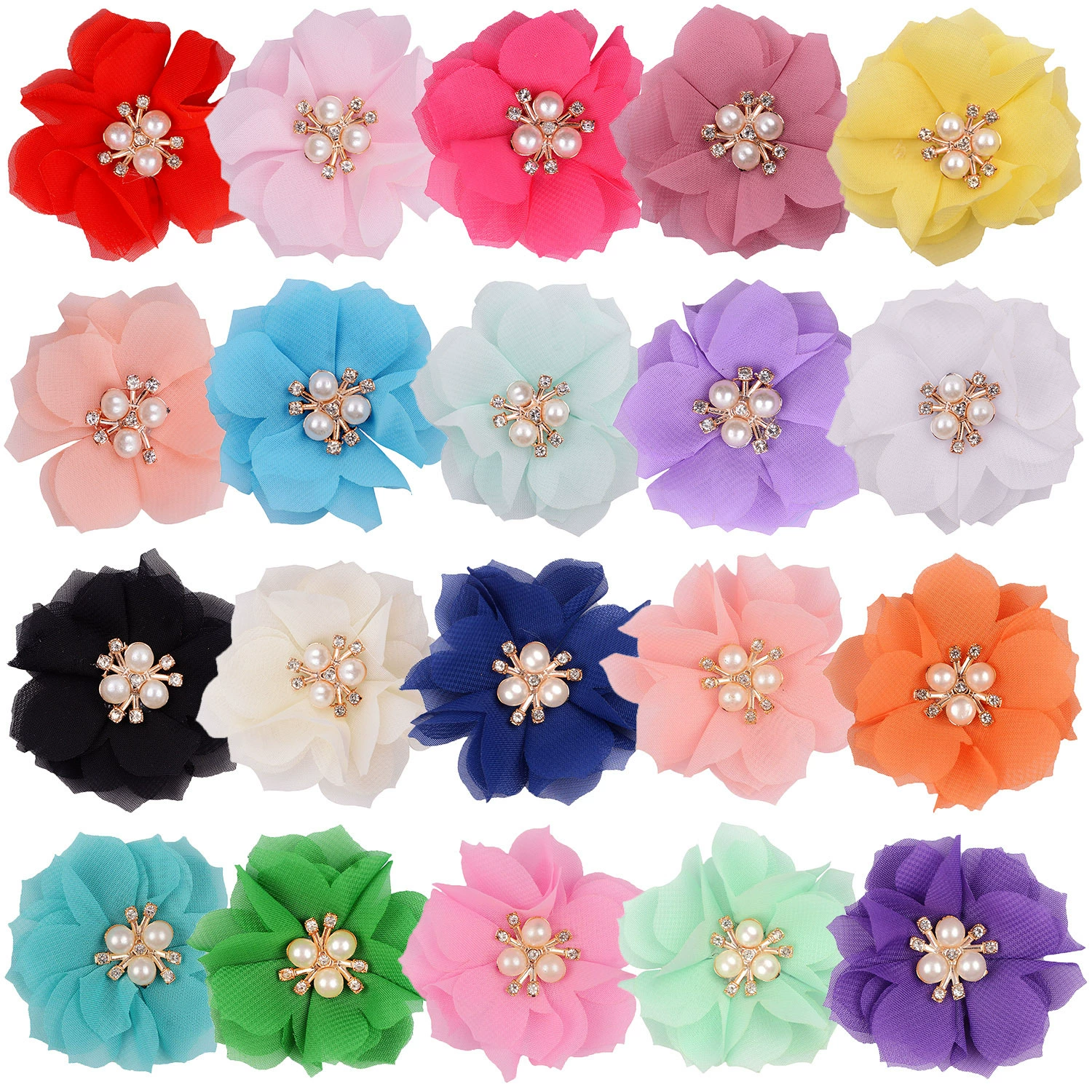 Новый 6 см шифон три жемчуга горный хрусталь Треугольник слива цветок ручной работы DIY Одежда обувь и головные уборы аксессуары