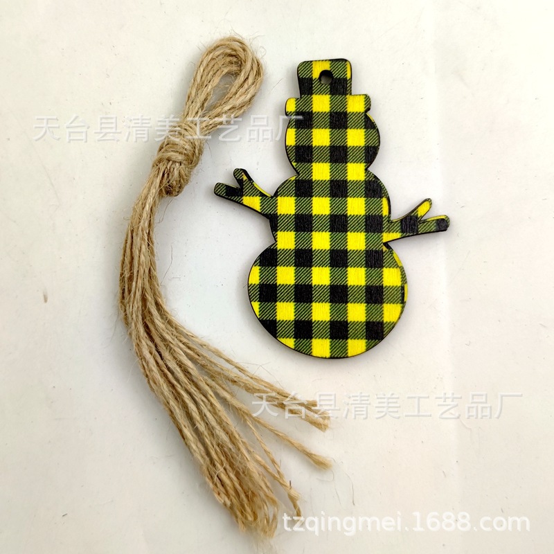 33 cuadros amarillos y negros serie navideña piezas de madera colgante de decoración navideña se pueden combinar libremente 10 piezas en un paquete