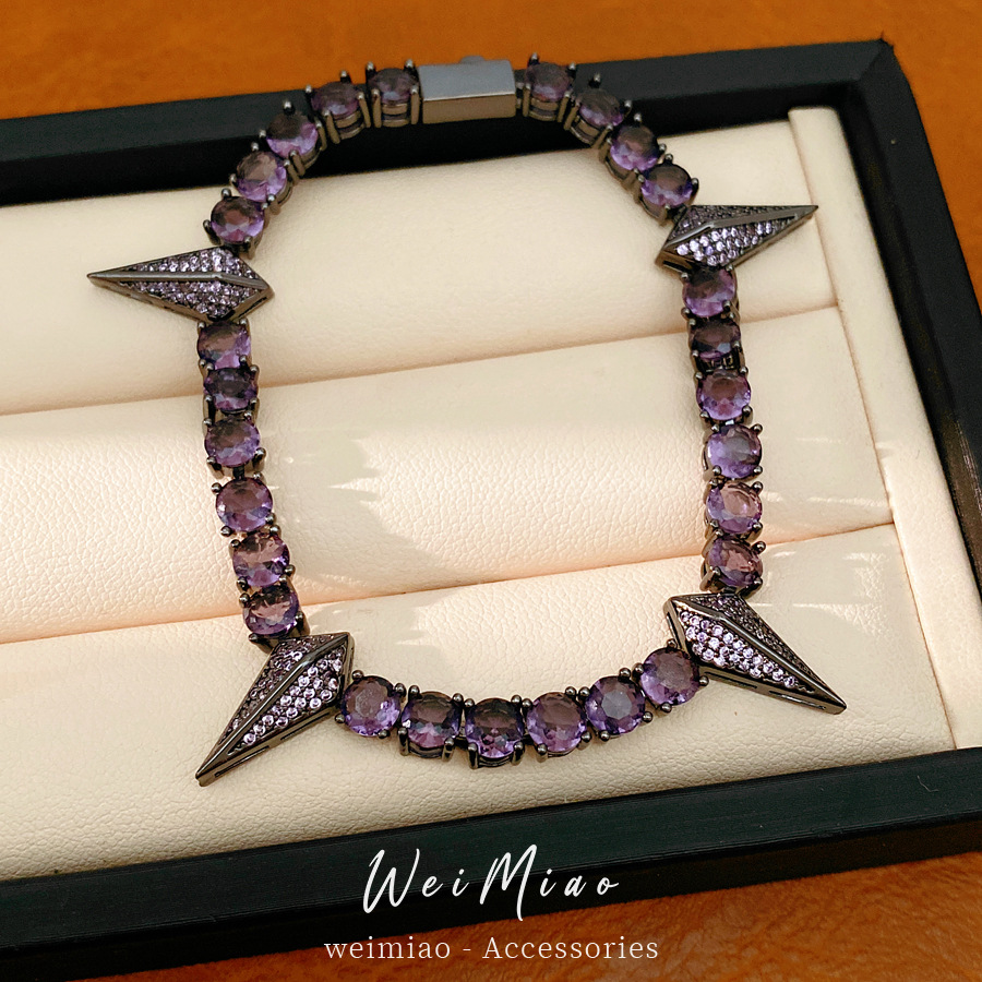 Zircon colgante de diamante redondo pulsera de fichaje personalidad pulsera de estilo hip-hop punk lujo ligero de alta sensación joyas de mano para mujeres