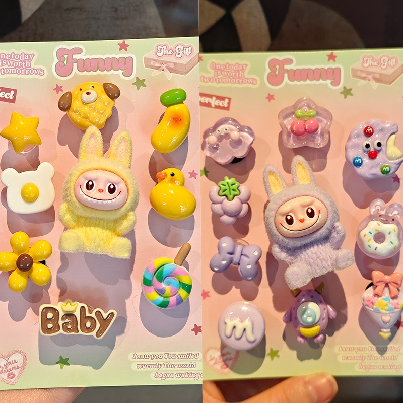 [긴귀 래부부 옐로우+퍼플] 신발 버클 19개