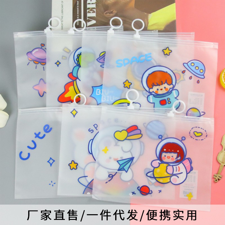 Estuche de lápices grueso de dibujos animados bolsa de almacenamiento de papelería para estudiantes creativos bolsa de información de oficina pulsera linda bolsa de lápices transparente con cremallera