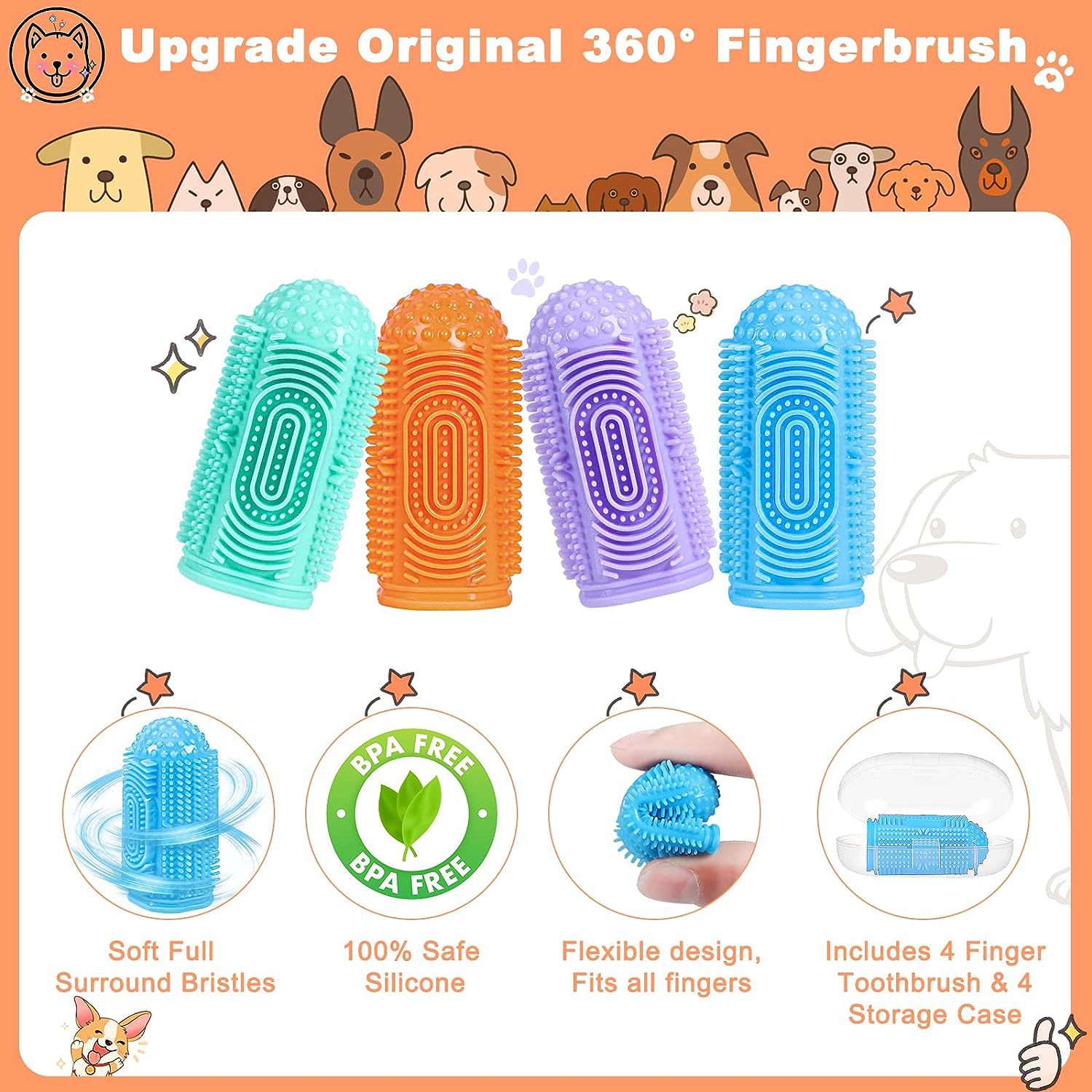 Pet dedo cepillo de dientes cepillo de dientes de silicona personalizado perro gato 360 ° sarro oral productos de limpieza y cuidado