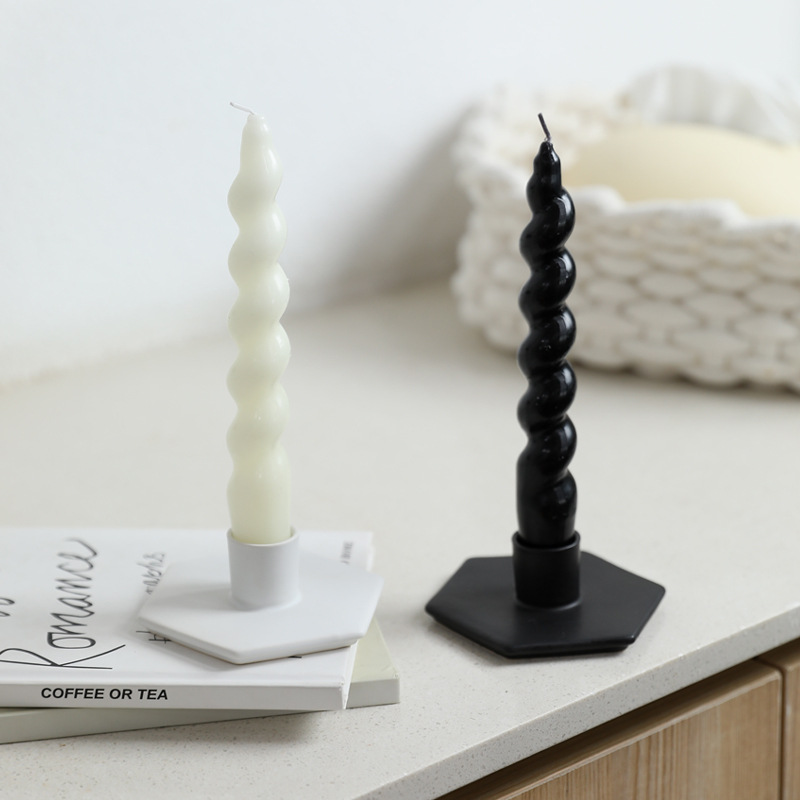 Inswind decoraciones de mesa de cerámica poligonal moderna decoración retro negro y blanco decoración de mesa de vela