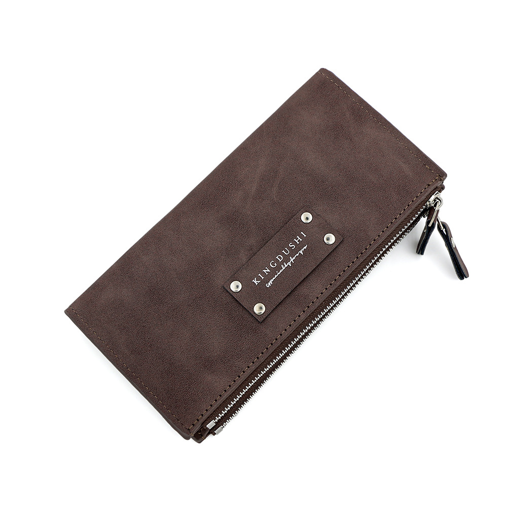 Coreano remache elemento de bolso largo para hombres con bisagra cremallera lateral bolso de mano bolso de tarjeta múltiple bolso de hebilla magnética