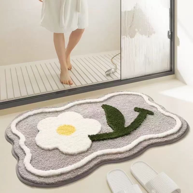 Imitation Cashmere Cute Bathroom Toilet Door Bedroom Bedside Absorbent Non-Slip Floor Mat Household Plush Soft Carpet