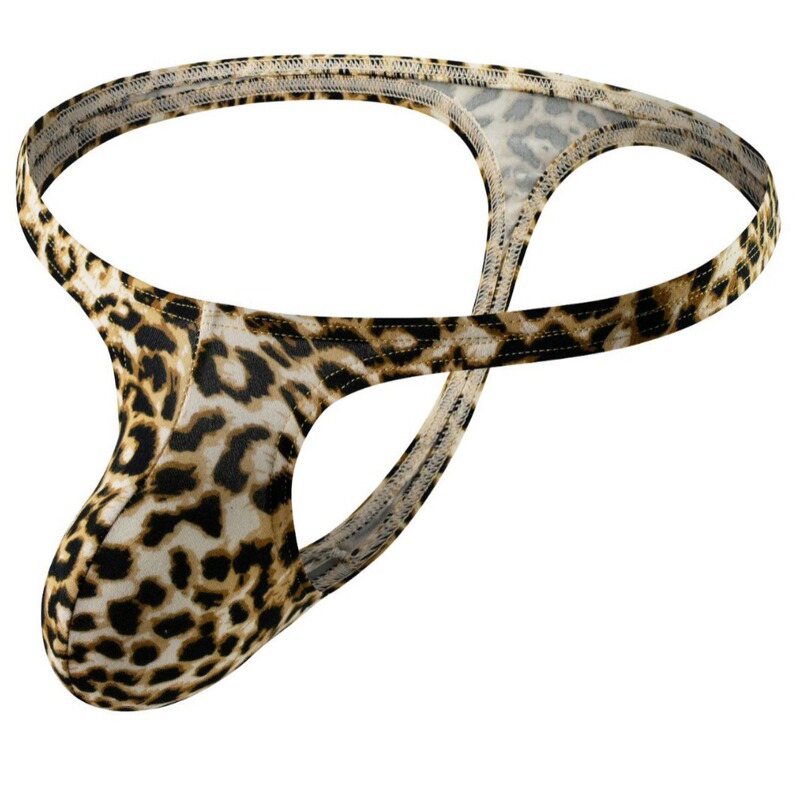 Men's Underwear Sexy Cotton Leopard Long Thongs