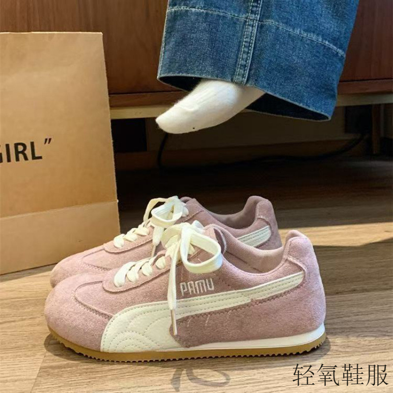 平底阿甘鞋女鞋子2025新款春季复古拼色黄色德训鞋女运动休闲板鞋|undefined