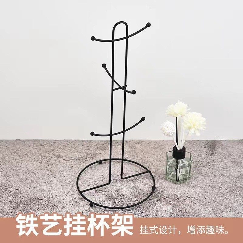 厂家批发金属创意家用咖啡水茶杯架子 桌面收纳置物架倒挂沥水架