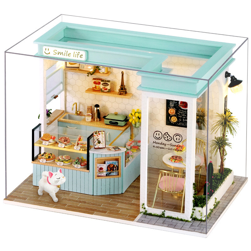 新しいスタイルの DIY 組み立てキャビンモデルミニチュアケーキショップミルクティーショップデザートショップ手作り組み立てギフト|undefined