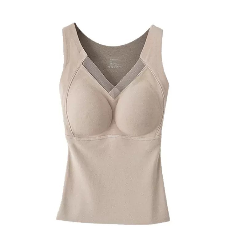 2025 invierno chaleco caliente de grafeno para mujeres de lana gruesa con cojín de pecho una taza fija con ropa interior image 6