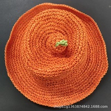 韩式夏季橘子草编帽渔夫帽透气沙滩帽薄款女式防晒遮阳帽太阳帽