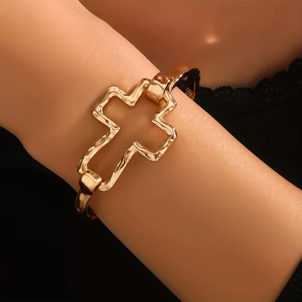 European and American Geometric Metal Open-Ended Trendy Versatile Bracelet, Personalized Fashion Wristband Jewelry