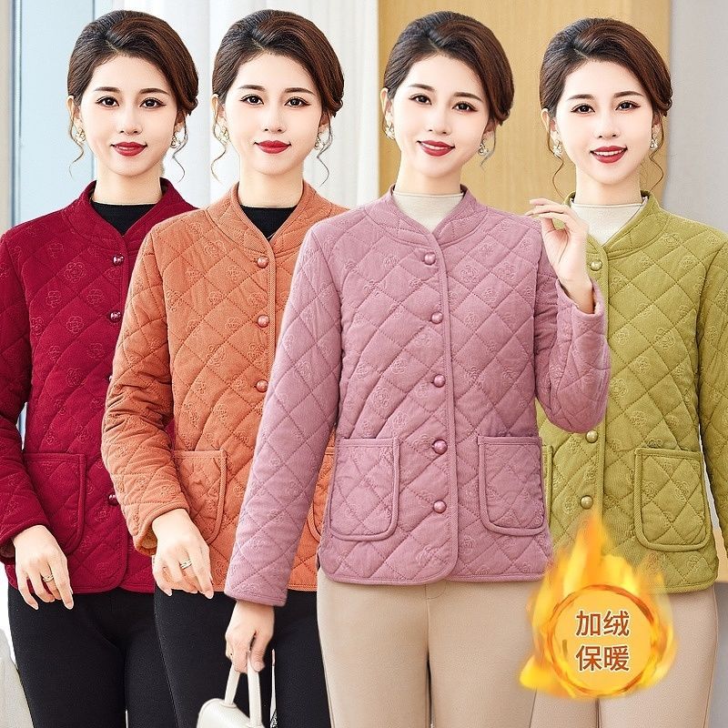 直播款妈妈中年秋冬外套老年加绒保暖棉服中老年女新款小棉袄女装