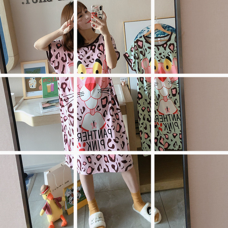 Ventas directas de la fábrica una variedad de pijamas camisón de las mujeres Vestido de manga corta suelta de dibujos animados de verano transfronterizo Comercio exterior al por mayor Sudeste de Asia