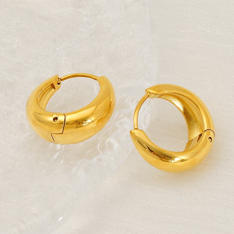 Nuevo diseño pequeño europeo y americano moda todo fósforo acero inoxidable de 18k oro grandes pendientes pendientes de acero inoxidable pendientes de acero inoxidable mujeres