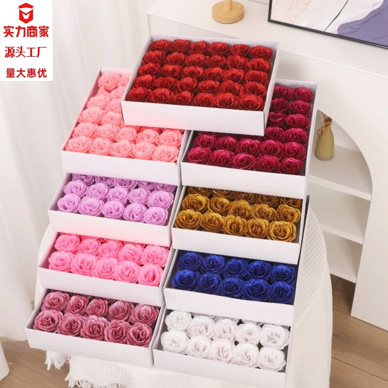 Simulation flower head diy crystal rose flower simulation blue demon Ji gold pink rose crushed ice blue eternal flower gift box Simulation flower head diy crystal rose flower simulation blue demon Ji gold pink rose crushed ice blue eternal flower gift box